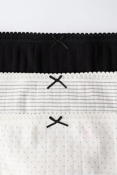 1 1/2-6 YEARS / THREE-PACK POLKA DOT AND STRIPE UNDERWEAR — White / Gray 2