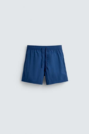 Zara BASIC MID-LENGTH SWIMSUIT - Blue