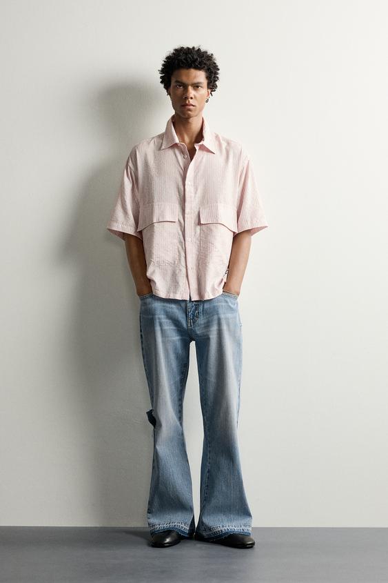 CAMISA JACQUARD RELIEVE RAYAS - Rosa palo de Zara - Imagen 0