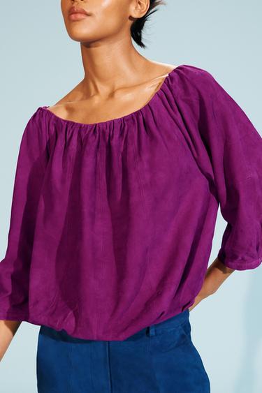 Zara LIMITED EDITION SUEDE TOP - Fuchsia