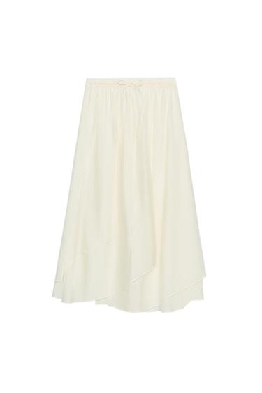 GONNA MIDI FLUIDA ZW COLLECTION - Écru di Zara
