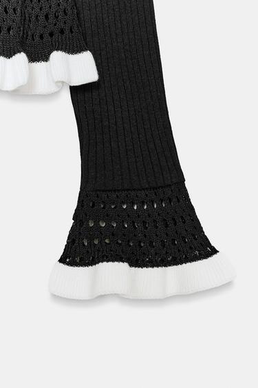 T-SHIRT COMBINÉ EN MAILLE - Noir / Blanc de Zara - Image 6