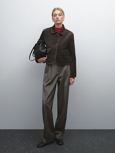Zara Cool wool pleated trousers - Brown - Image 0