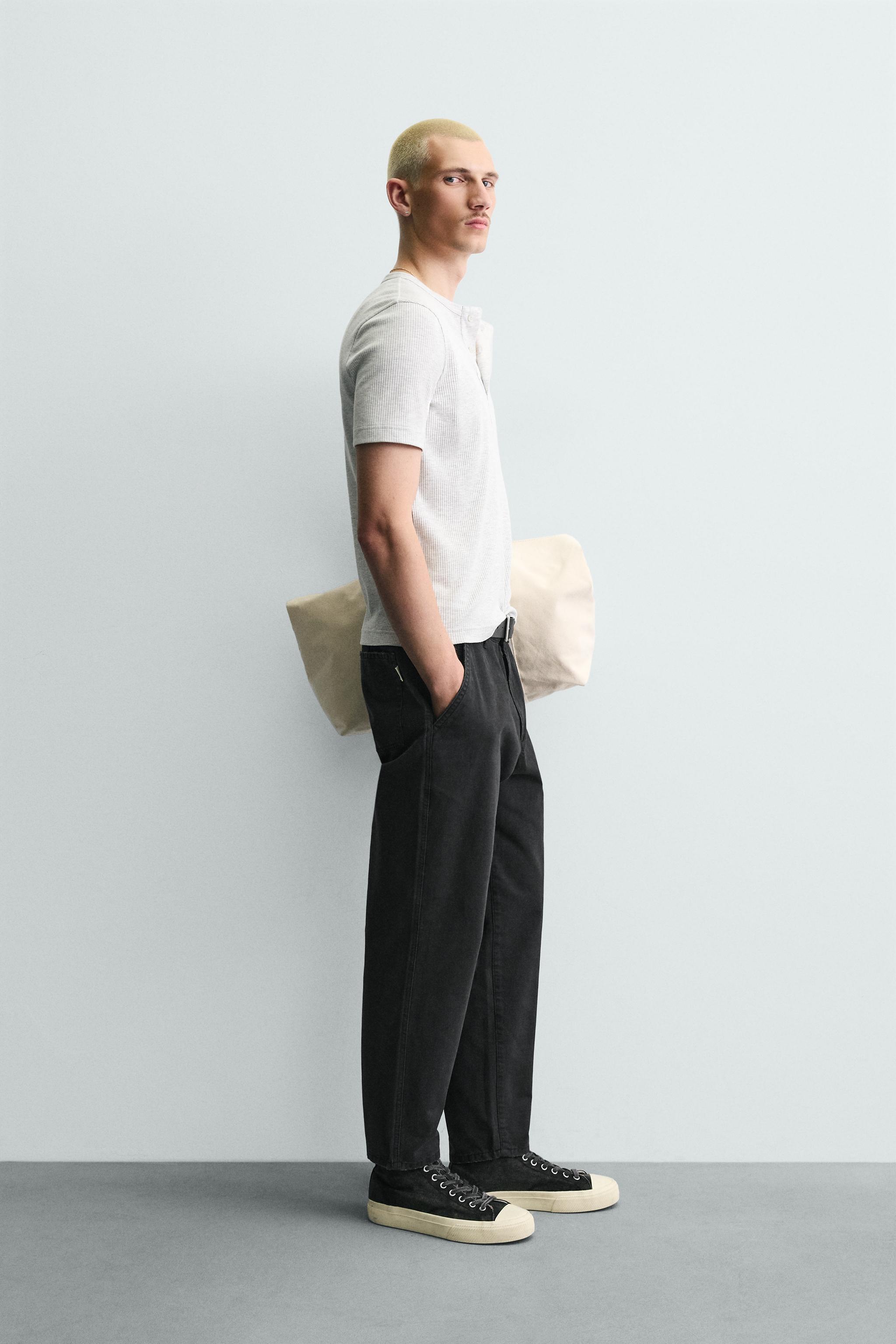WASHED TAPERED FIT PANTS