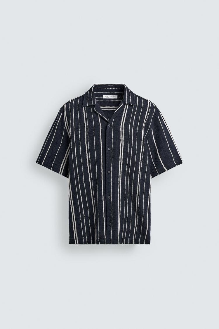 ZARA REGULAR FIT STRIPED JACQUARD SHIRT