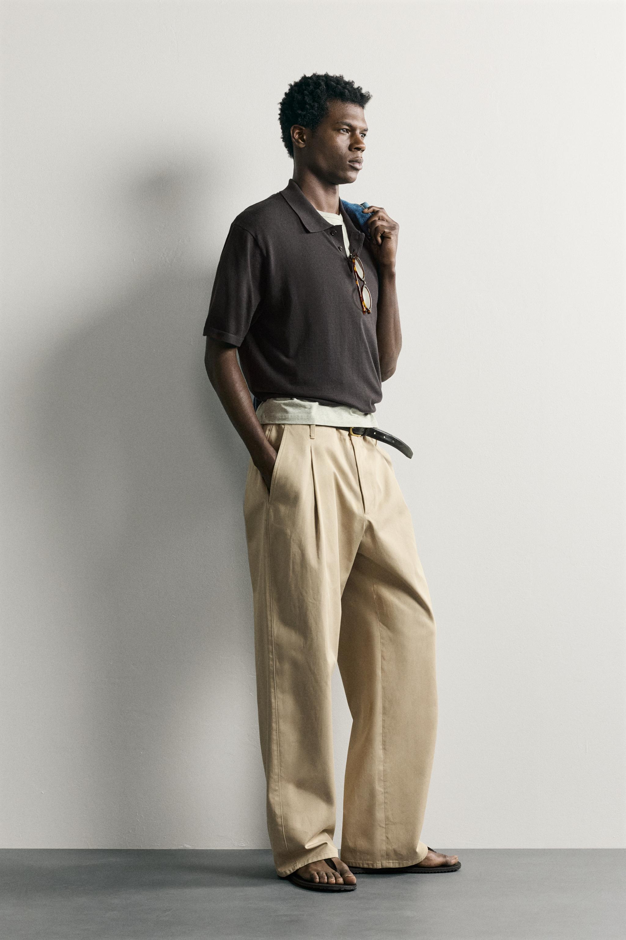 Мужские свитеры Zara REGULAR FIT COTTON BLEND KNIT POLO — фото 4