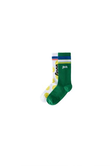 PACK DE DOIS PARES DE MEIAS COMPRIDAS PENN © - Branco / Verde da Zara