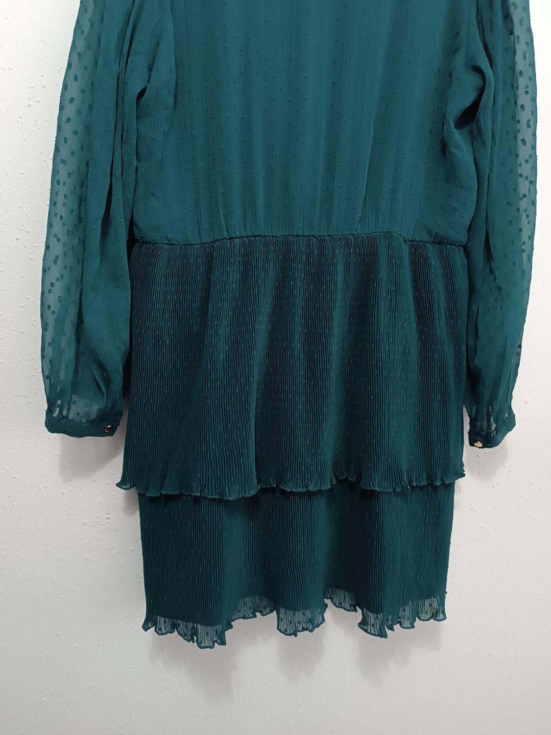 SHORT PLEATED DOTTED MESH DRESS - Image 7