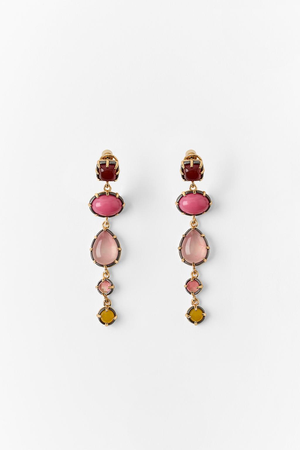 RESIN AND GEM PIECE EARRINGS