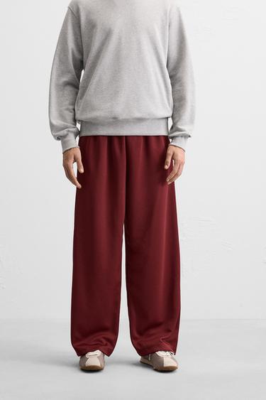 CALÇA TÉCNICA COM FAIXAS - Borgonha da Zara