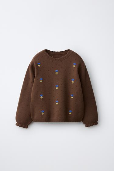 JERSEY PUNTO BORDADOS - Marrón de Zara