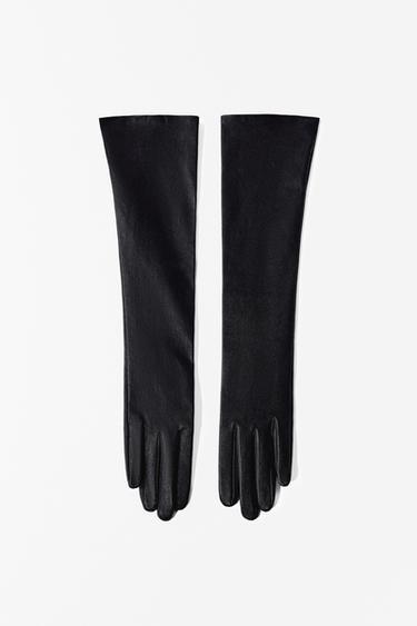 GANTS LONGS 100% CUIR - Noir de Zara
