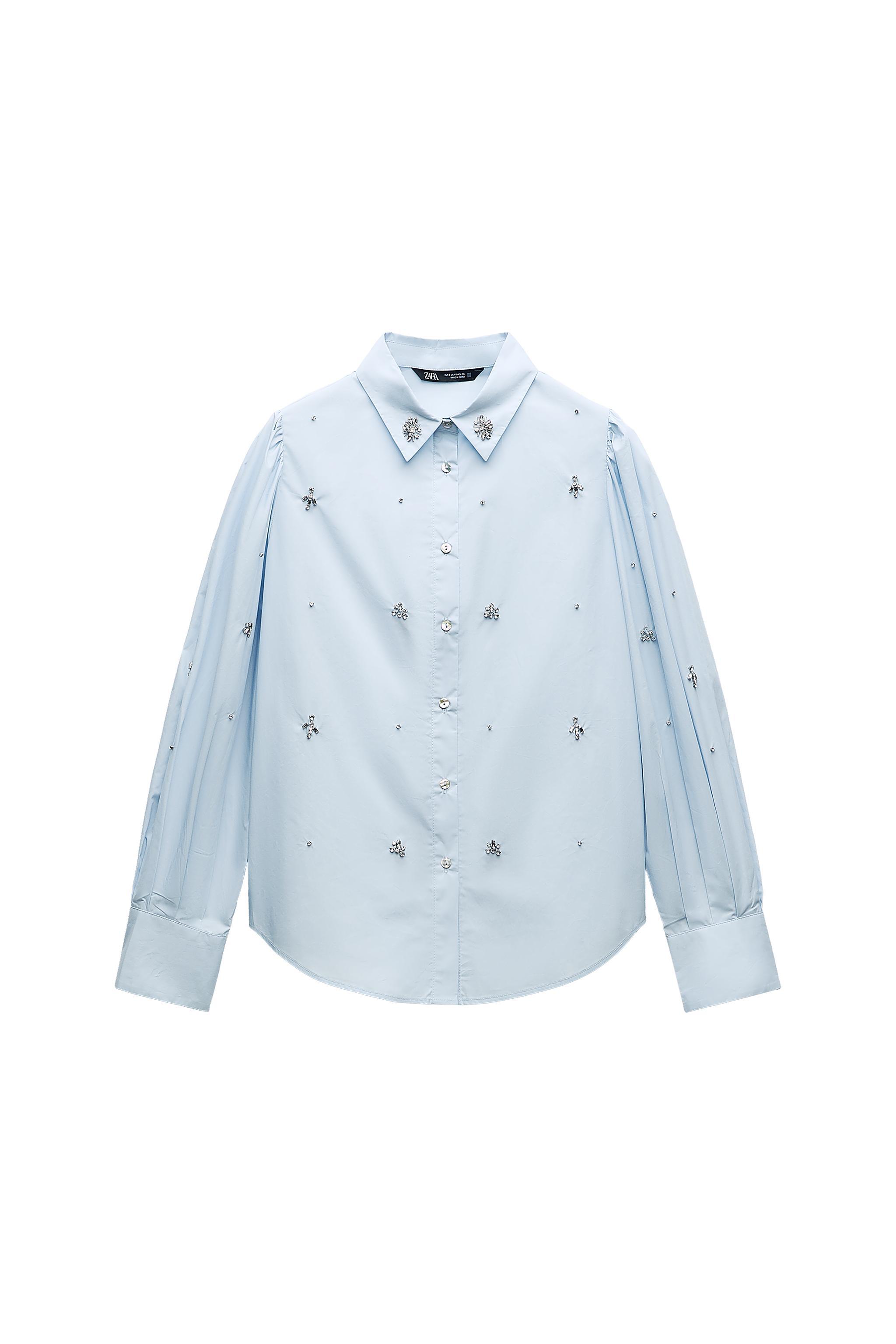 RHINESTONE POPLIN SHIRT SECOND HAND | Zara Preowned