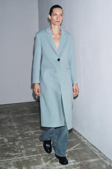 FITTED WOOL BLEND COAT ZW COLLECTION - Sky blue by Zara