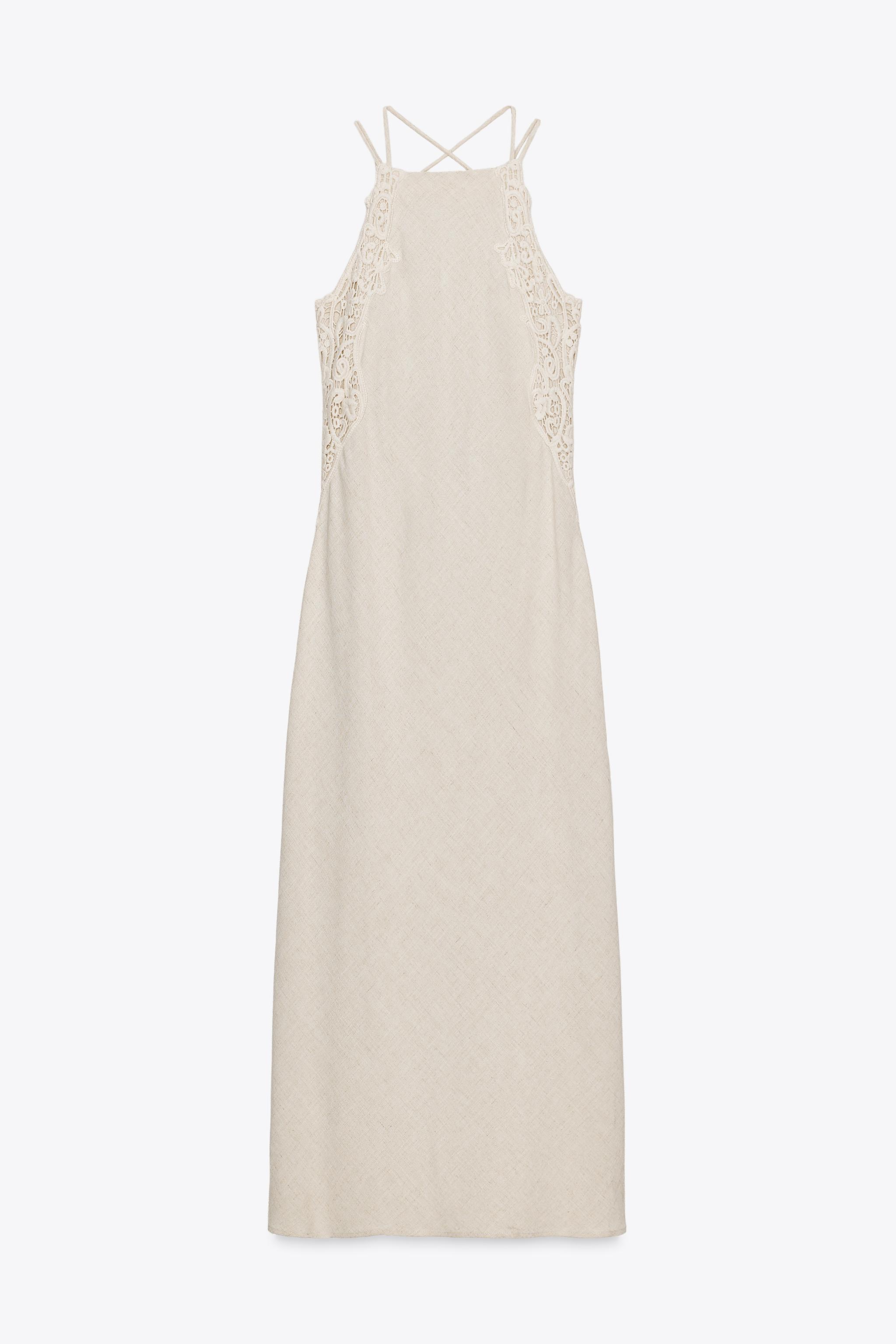 【ZARA】コンビミディ丈ワンピース  5029/116/075 COMBINATION MIDI DRESS - Ecru / Beige | ZARA United States