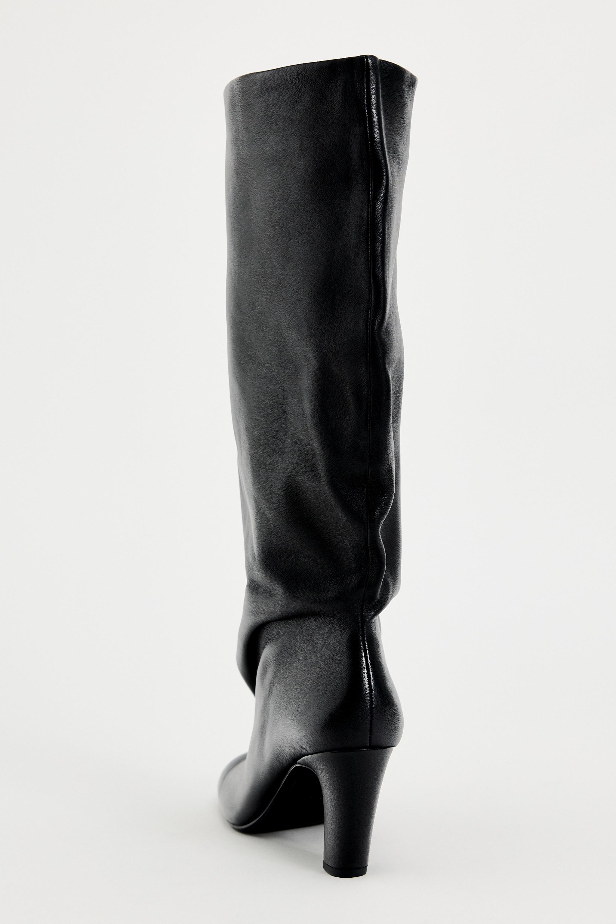 Zara high 2024 heeled leather boot