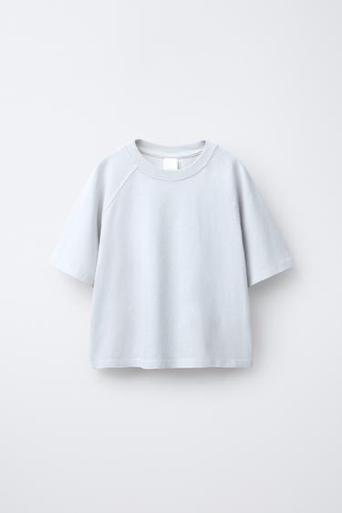 HEAVY WEIGHT T-SHIRT AND WASHED-EFFECT RIBBED FLARE LEGGINGS SET - Pearl grey by Zara - Image 1