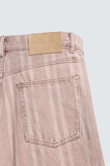 JEAN COUPE DÉCONTRACTÉE IMPRIMÉ RAYURES - Rose de Zara - Image 9