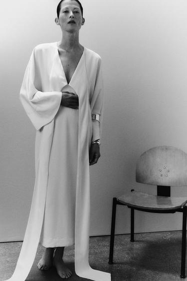 ZW COLLECTION MIDI DRESS WITH TIES - Ecru by Zara - Image 1