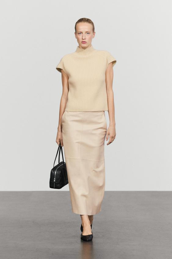 Chaleco punto canalé 100% cashmere - Barquillo de Zara - Imagen 0