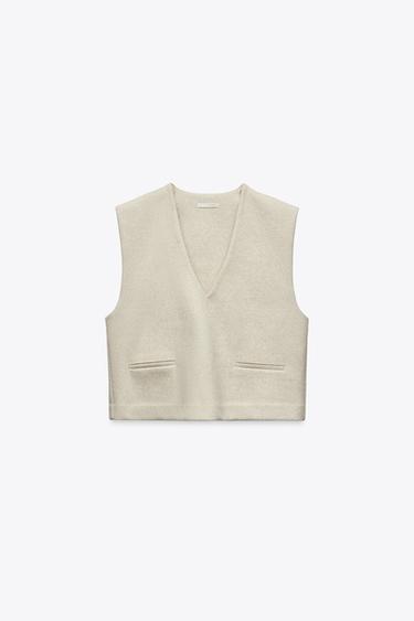 SOFT V-NECK WAISTCOAT - Light sand by Zara - Image 4