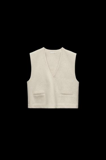 Zara SOFT V-NECK VEST - Light sand - Image 0