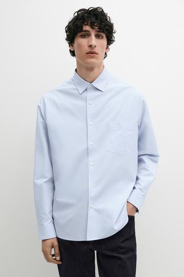 Zara Slim fit cotton blend shirt - Green stripe