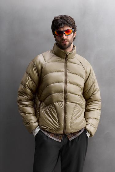 Zara PACKABLE 100% FEATHER PUFFER JACKET - taupe brown