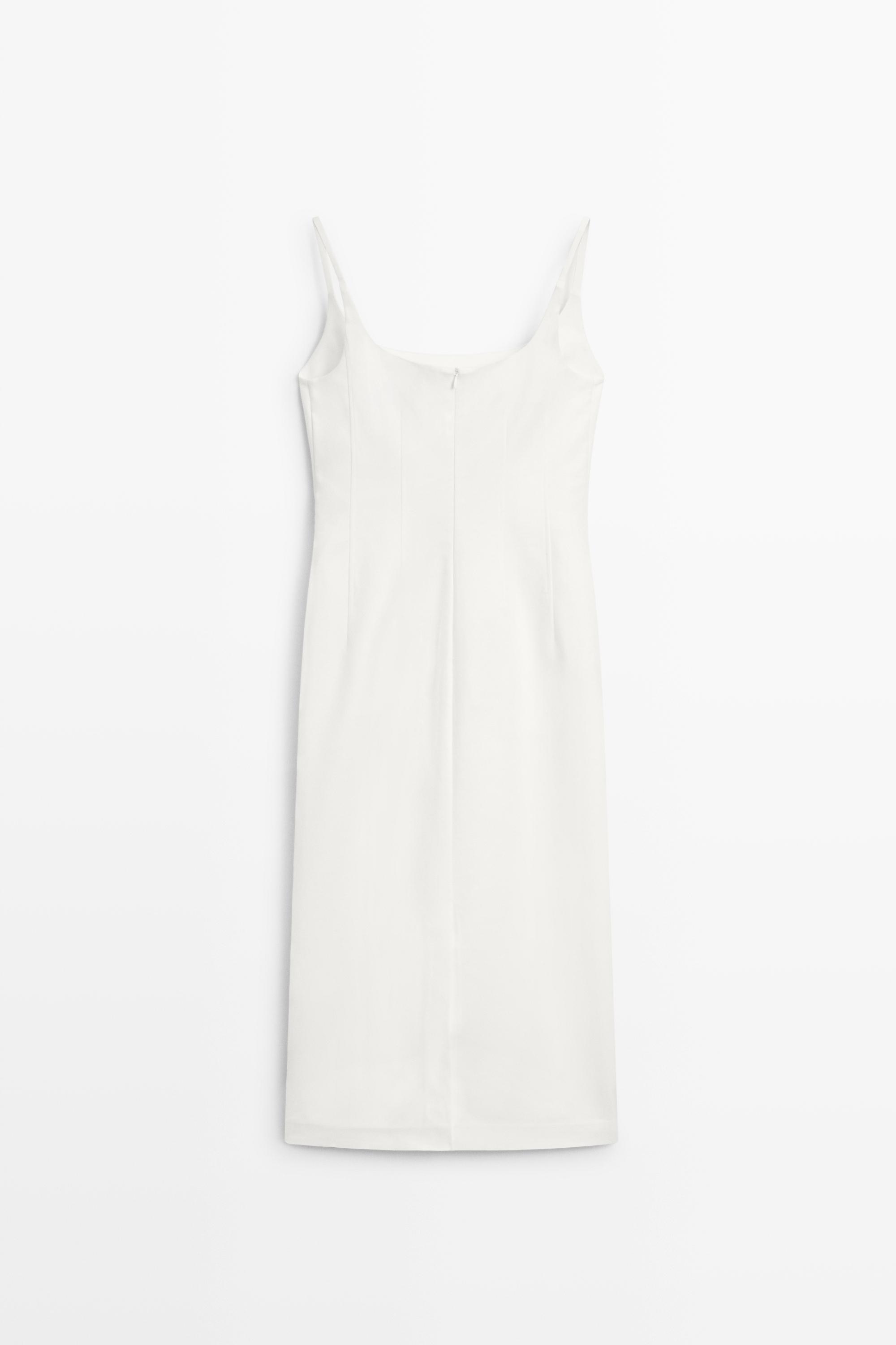 Cotton blend stretch midi dress