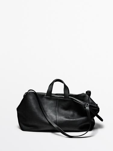 Sac duffle en cuir nappa - Noir de Zara