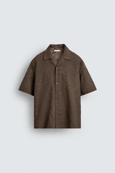 CHEMISE JACQUARD FLORAL - Marron de Zara - Image 5