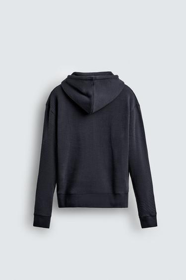 WAFFLE TEXTURED ZIP-UP SWEATSHIRT - Blue by Zara - Image 7