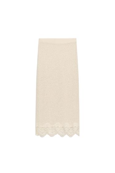 RUSTIC CROCHET SKIRT - Sand by Zara