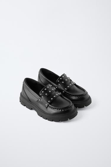 Zara STUDDED LOAFERS - Black