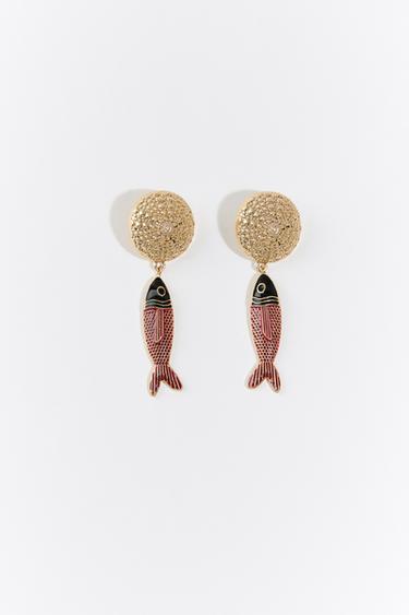 Zara CIRCULAR FISH EARRINGS - Multicolored