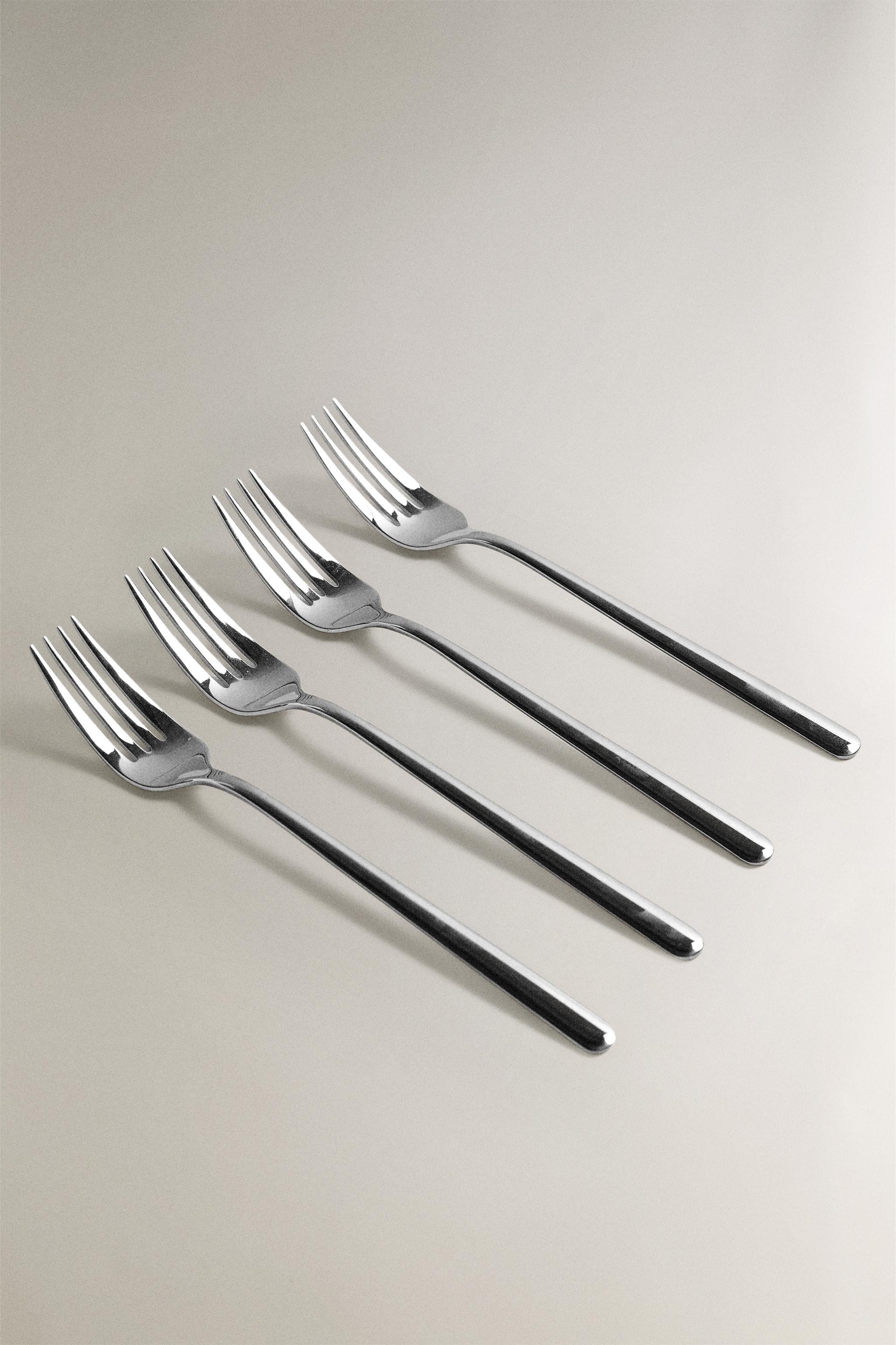 PACK OF SHINY STEEL FORKS (PACK OF 4) — Multicolored