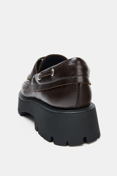LEATHER PLATFORM LOAFERS - Brown by Zara - Image 4