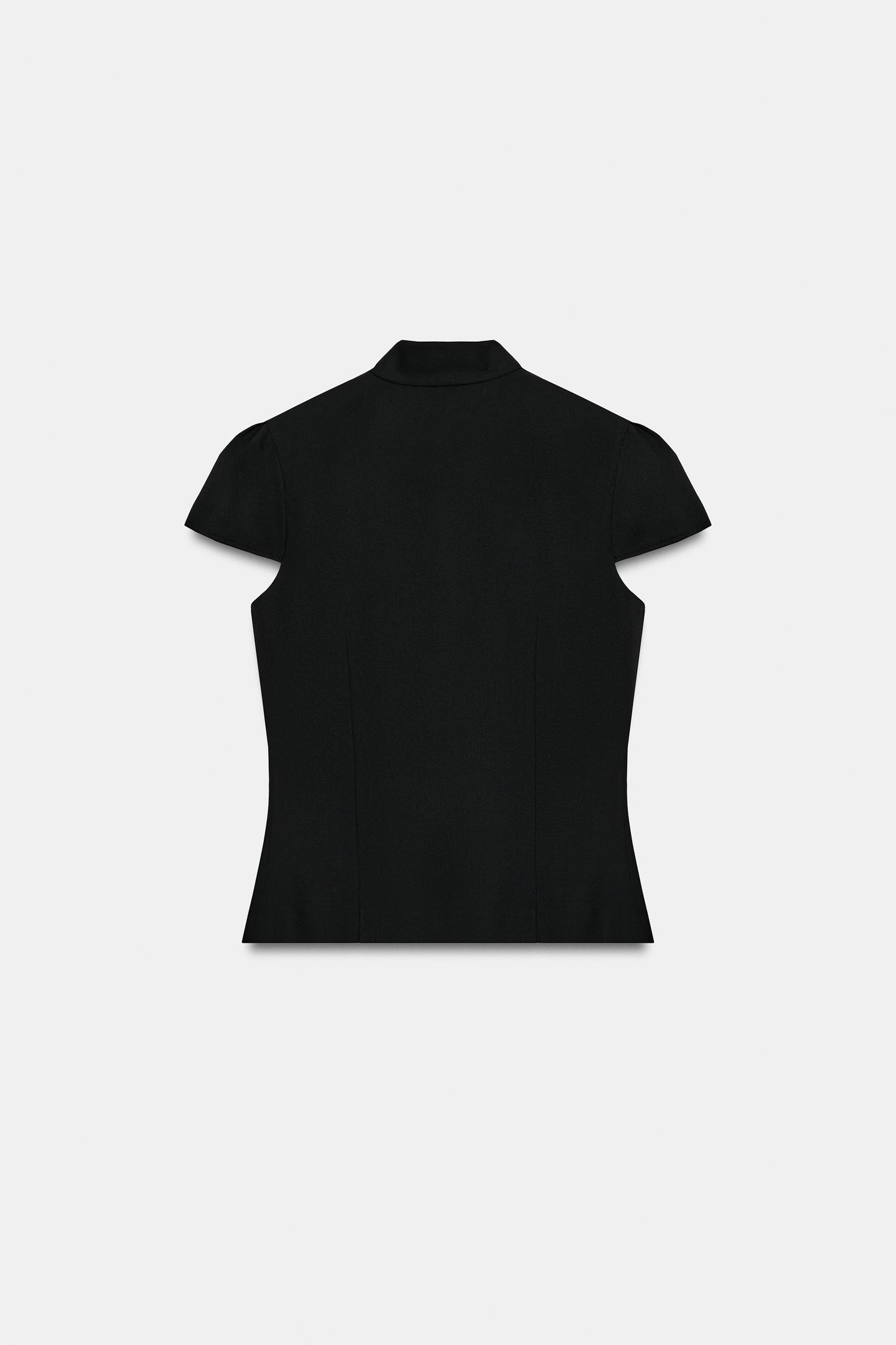 Женский топ Zara Striped High-Neck Top, цвет: Чёрный — фото 8