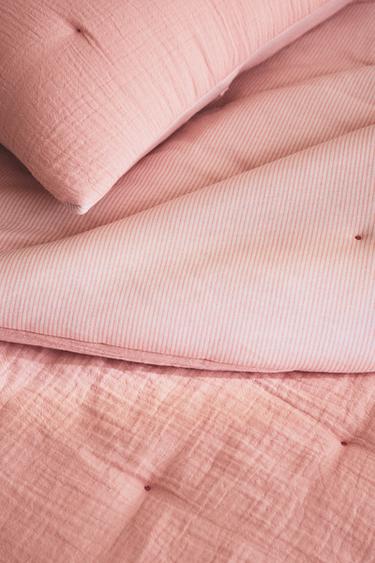 KIDS' REVERSIBLE STRIPED MUSLIN QUILT - Pink by Zara