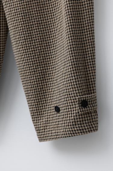 PANTALON AMPLE À CARREAUX VICHY - Écru clair de Zara - Image 3