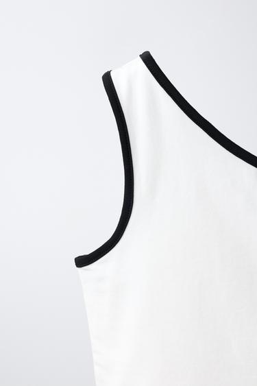 ASYMMETRIC CONTRAST TRIM TOP - White by Zara - Image 2