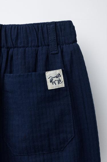 TEXTURED TROUSERS WITH LABEL - Navy blue by Zara - Image 3