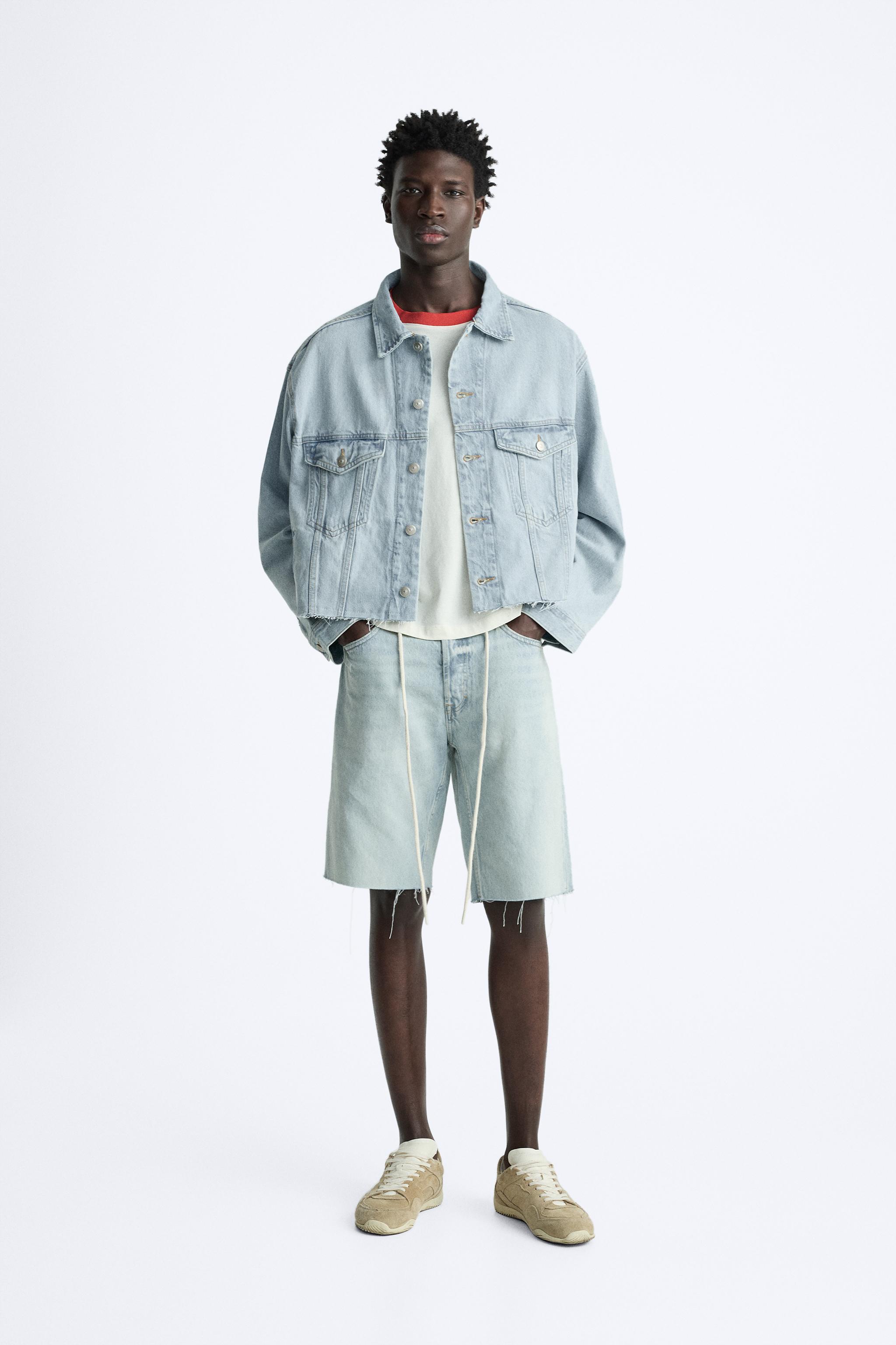 CROPPED DENIM JACKET Light blue ZARA United States