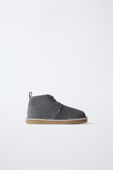 LINED LEATHER BOOTS - Blue grey by Zara