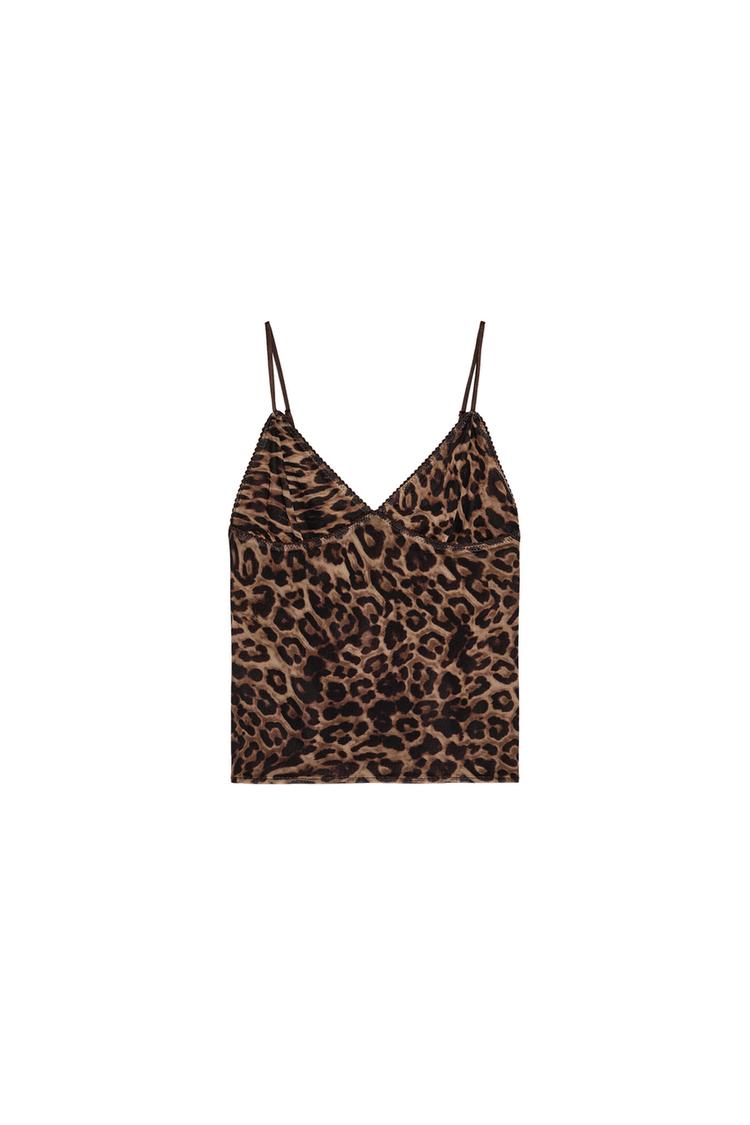 ANIMAL PRINT TULLE TOP
