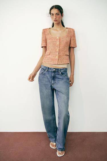 SHORT SLEEVE ROUND NECK BLAZER - Orange by Zara