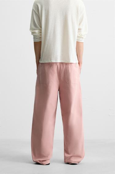 WASHED CANVAS TROUSERS - Chalk pink by Zara - Image 2