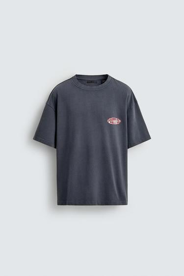 Zara WASHED SWEATSHIRT WITH POST MALONE™ GRAPHICS - Blue