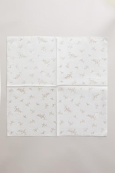 PACK OF PAPER CHRISTMAS BRANCH NAPKINS (PACK OF 20) - Golden by Zara - Image 1