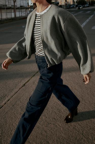 Zara SOFT BOMBER JACKET - Gray